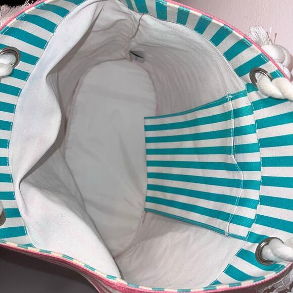 Punctuate for Barnes & Noble striped braided summer cottage open tote 15x18 - Picture 5 of 9